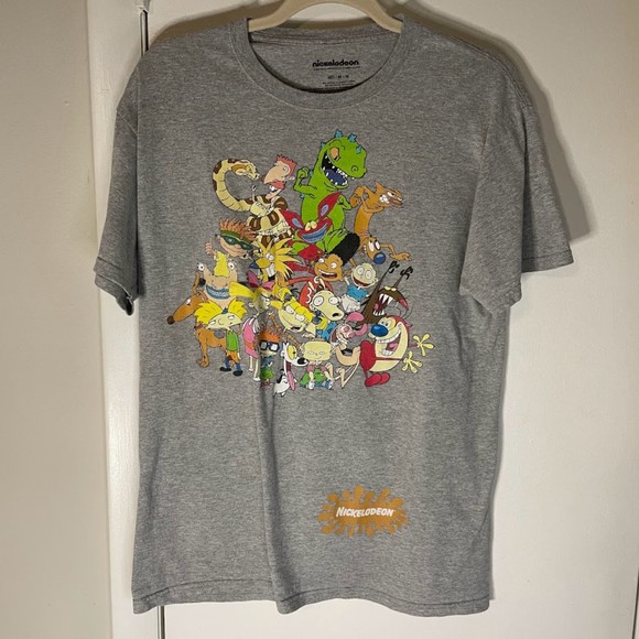 Nicktoons Gray Graphic Tee Crewneck Shirt Short Sleeve Medium - Picture 1 of 3